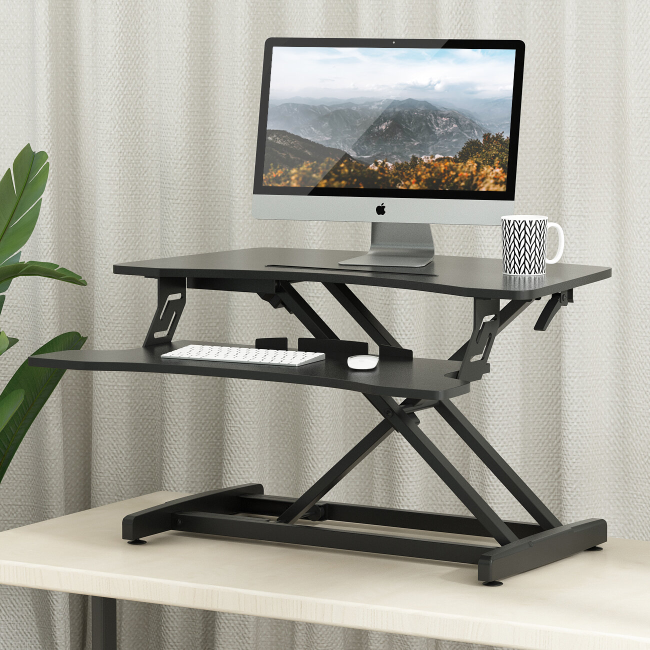 Computer Desk with Keyboard Tray and Monitor Stand for Home Office 