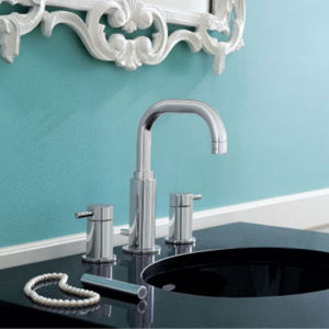 Serin Widespread Double Handle Bathroom Faucet with Drain Assembly