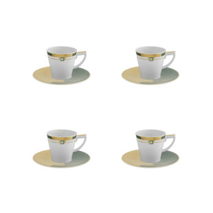 oz./3 Assorted Deco Espresso Cup & Saucer Gold LSA International 3 fl Set of 8 