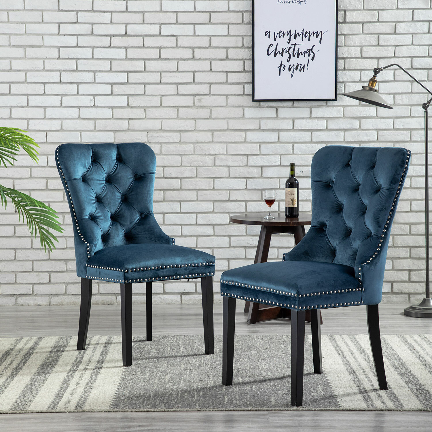 Rosdorf Park Mcginty Tufted Velvet Side Chair In Navy Blue Wayfair