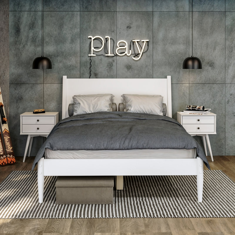 ashlie solid wood platform bed color: white, size: twin