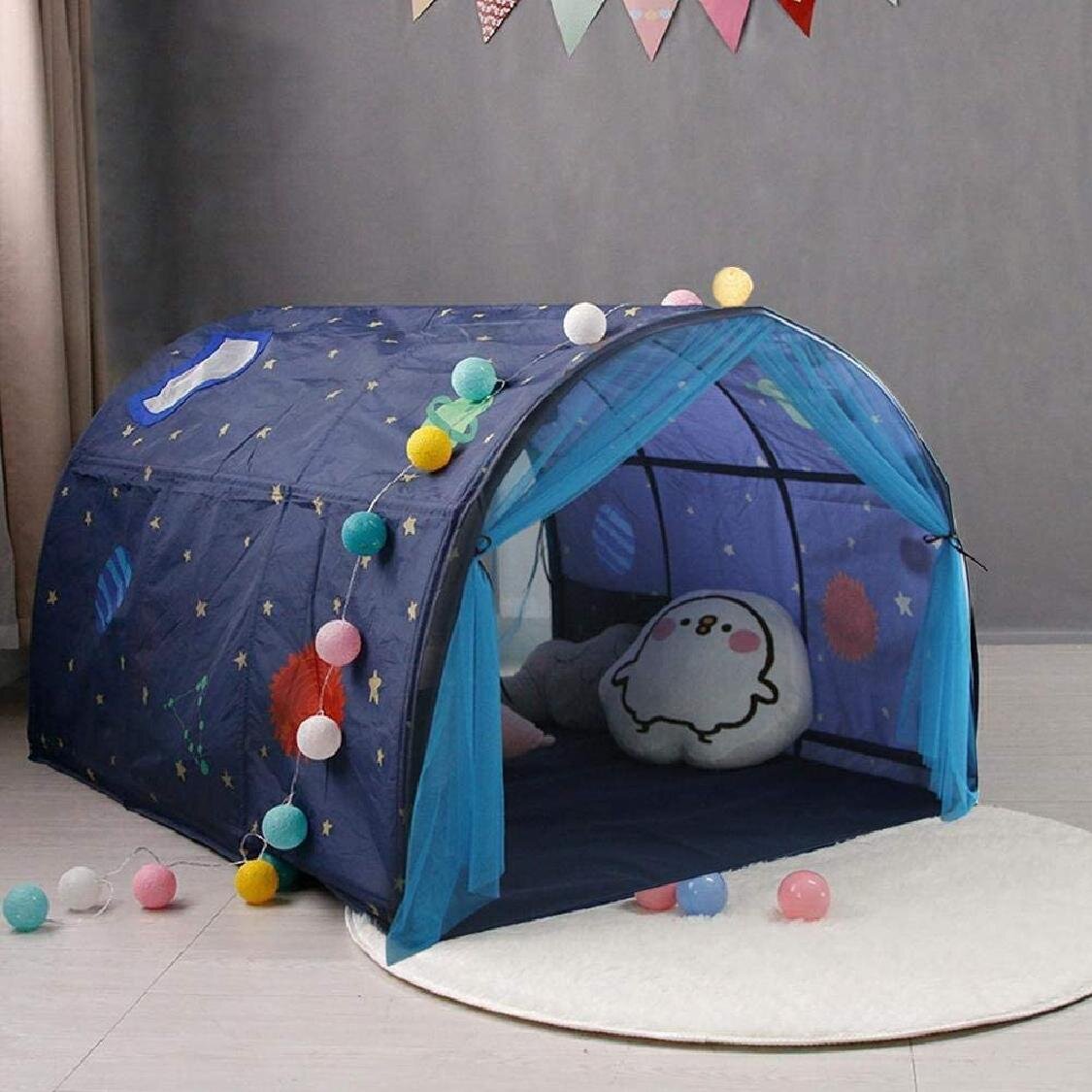 Space Theme Kids Play Tent for Boys and Girls Kids Tent Indoor & Outdoor Playhouse Imaginative Gift for Children 3 Years Old and Up Universe Dome Tent for Toddlers 