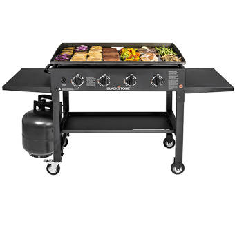Dh Blackstone 2 Burner Flat Top Propane Gas Grill With Side Shelf Reviews Wayfair