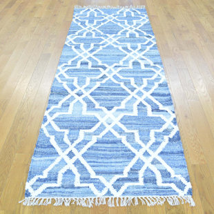 2 X 8 Runner Rugs Blue Wayfair One Of A Kind Flossmoor Handmade Kilim Runner 2 8 X Wool Blue White Area Rug