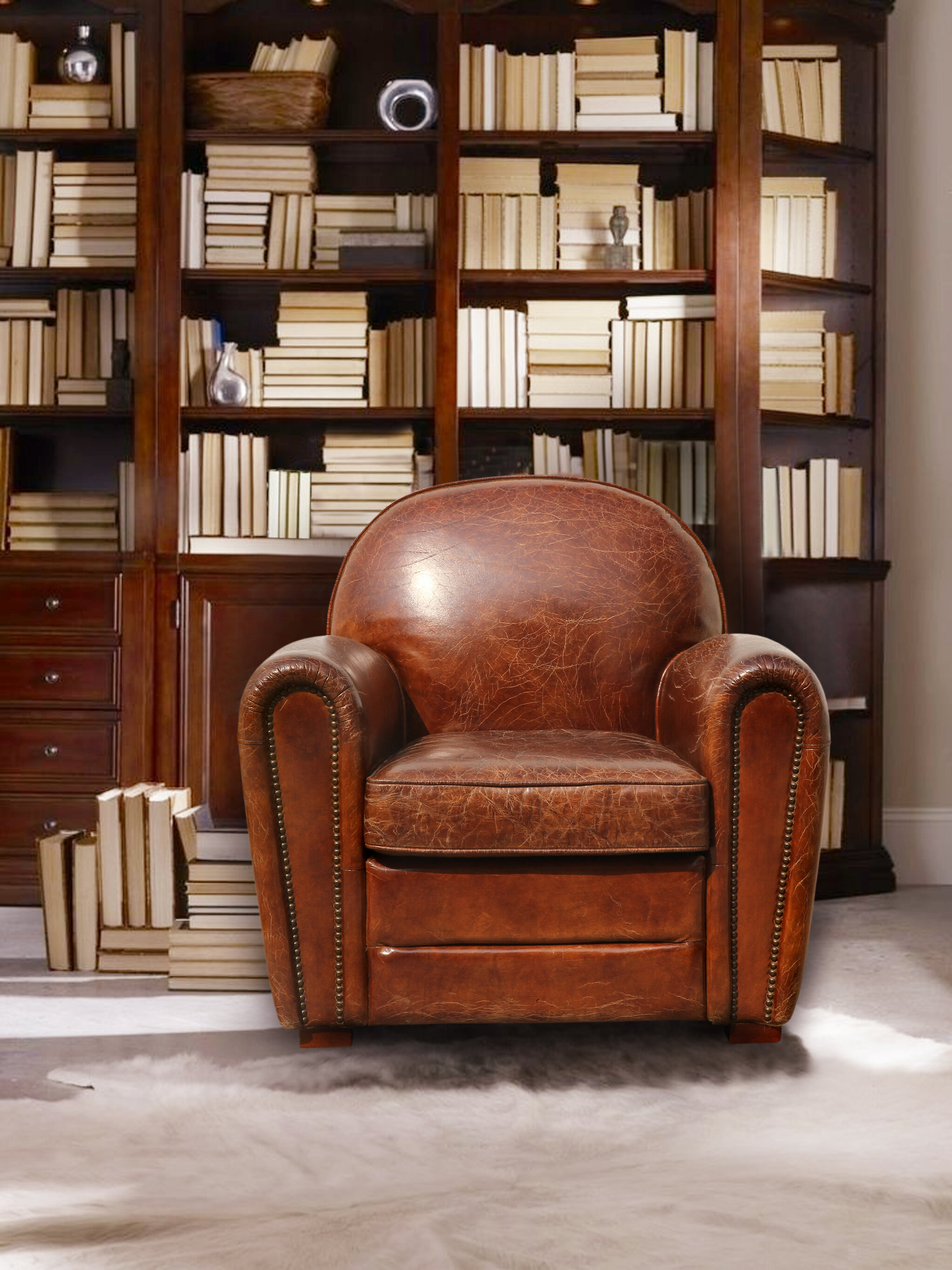 pasargad genuine leather paris club chair