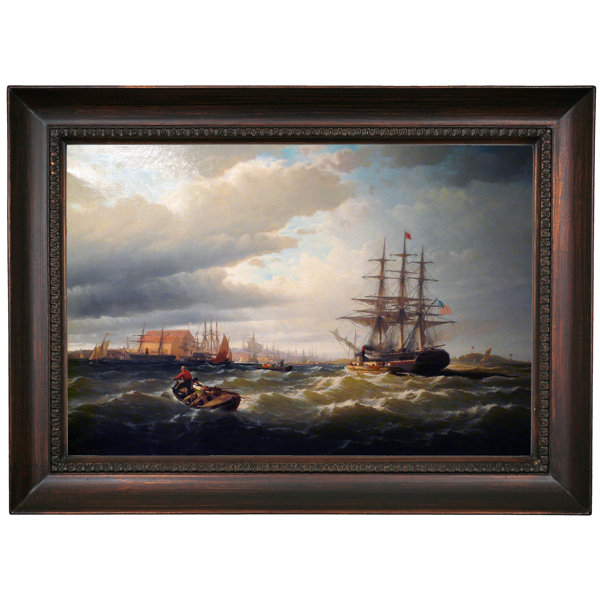 Astoria Grand Stormy Arrival Packet Ship Thomas P Cope Arrives On Philadelphia 1860 Framed Oil Painting Print On Canvas Reviews Wayfair