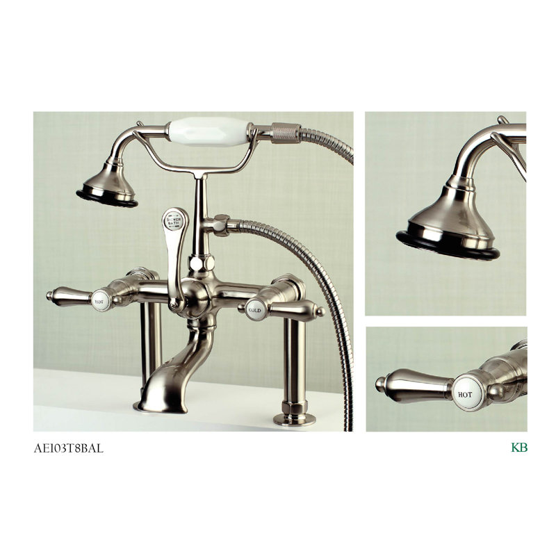 Bel Air Triple Handle Deck Mounted Clawfoot Tub Faucet With Hand