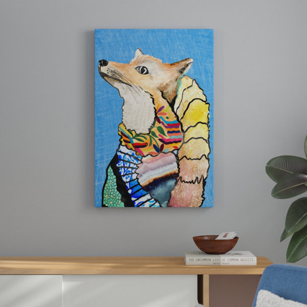 Ebern Designs Expensive Fox In Blue Graphic Art Print Wayfair