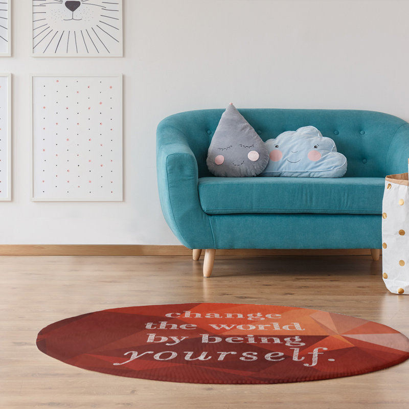 East Urban Home Faux Gemstone Change The World Quote Poly Chenille Rug Wayfair
