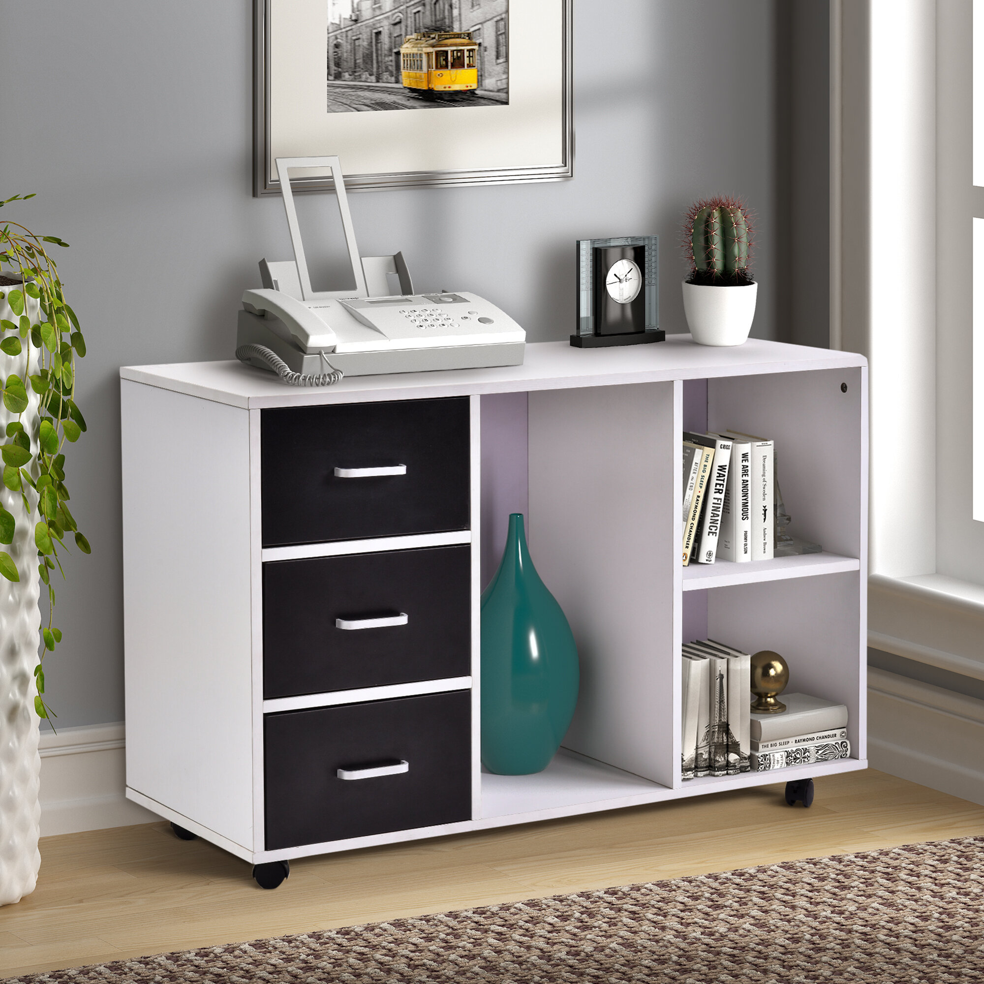 Symple Stuff Proto 3 Drawer Mobile Lateral Filing Cabinet Wayfair