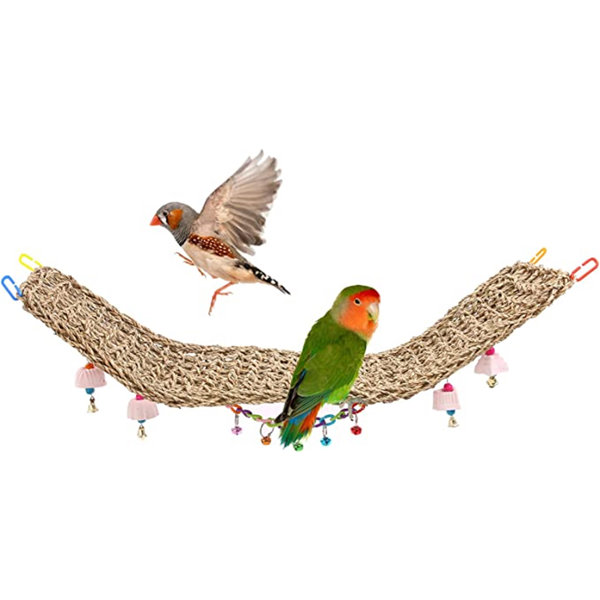 2 x Bird Mirror & Perch Beads Interactive Bird Toy Budgie Canary Cockatiel Finch 