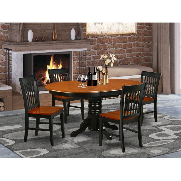 August Grove® Wolverton Extendable Solid Wood Dining Set | Wayfair