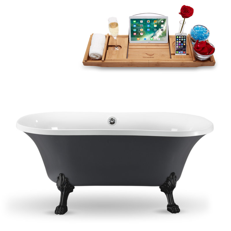 StreamlineBath 60" x 32" Clawfoot Soaking Bathtub with ...