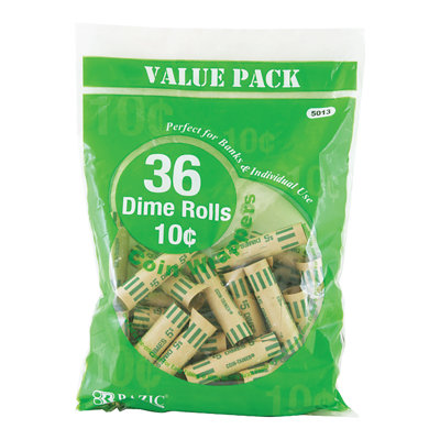 36 Ct Coin Wrappers Bazic Denomination Dime