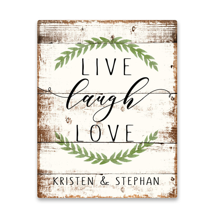 Gracie Oaks Personalized Live Love Laugh Textual Art On Metal