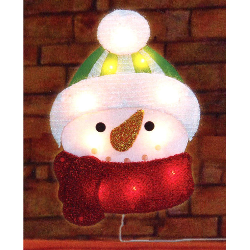 Northlight Lighted Tinsel Snowman Christmas Window Silhouette