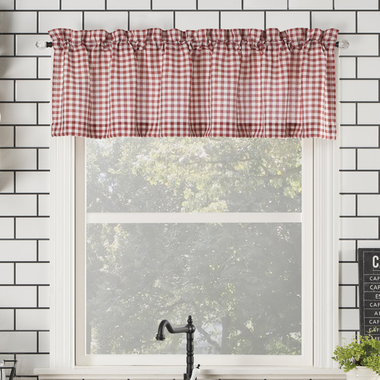 Annabelle Farmhouse Plaid Semi-Sheer Rod Pocket Kitchen Curtain Valance