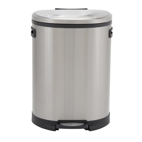 Home & Garden 13 Gal Stainless Steel D Shaped Step On Trash Garbage Can ...