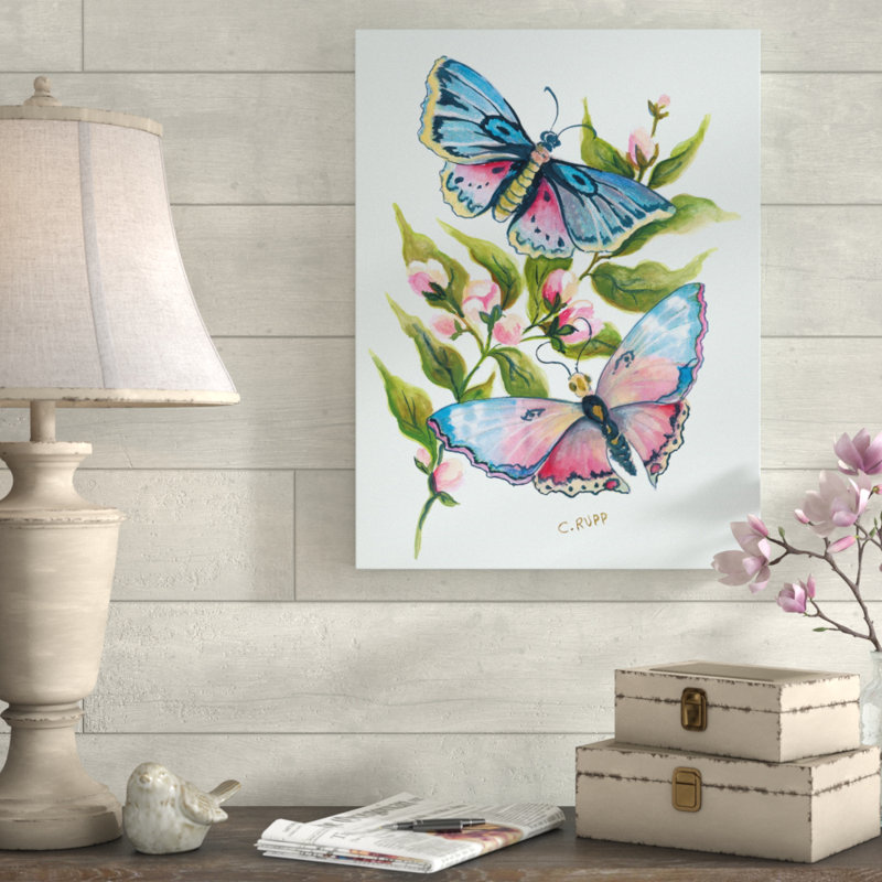 Ophelia Co Butterfly In Pink And Blue Acrylic Painting Print
