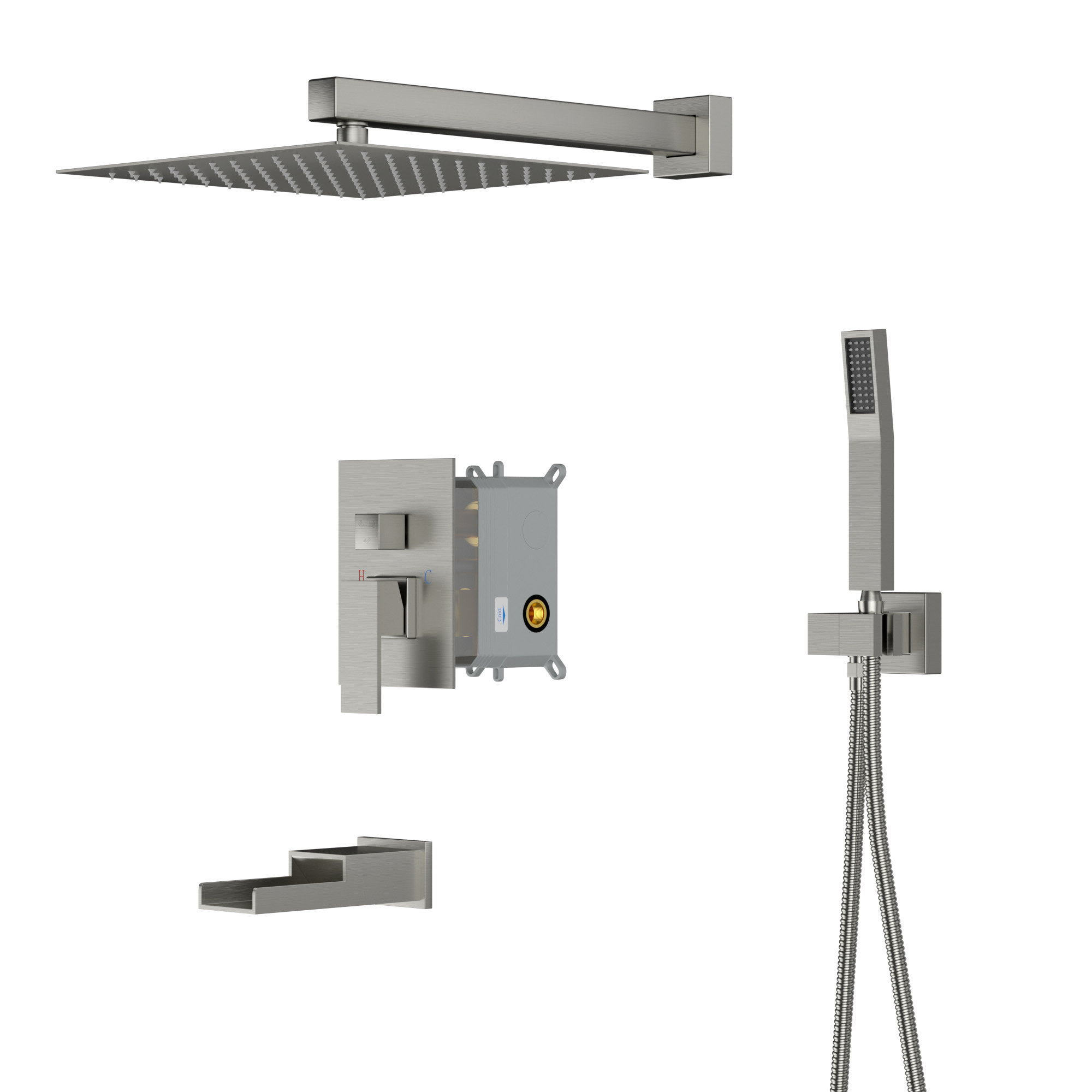 GhomeG High Pressure Dual Shower Head Adjustable Wall Mounted Shower