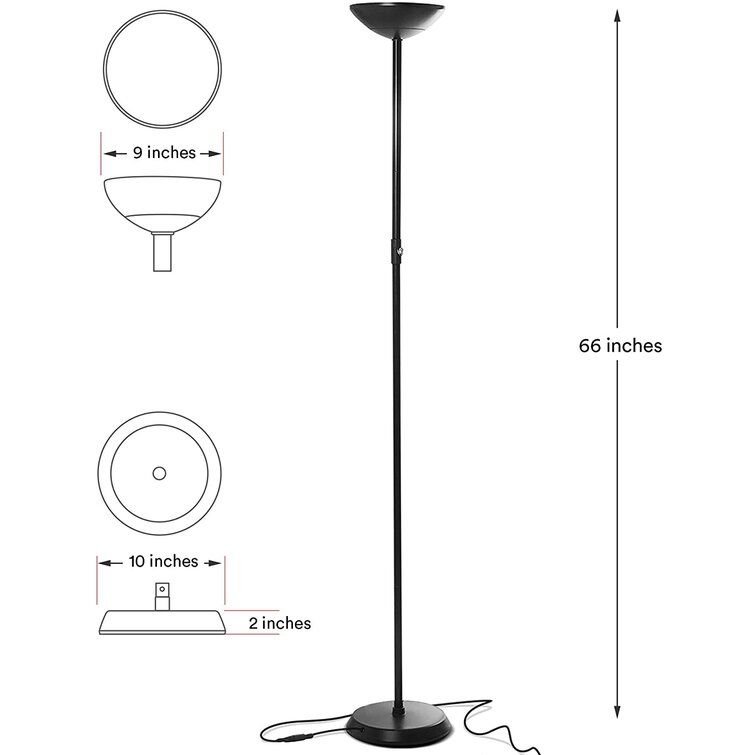 Brightech Skylite Led Torchiere Floor Lamp – Bright, High Lumen Uplight For  Reading In Living Rooms & Offices - 3 Way Dimmable To 30% Brightness - Tall  Standing Pole Light - Black & Reviews | Wayfair