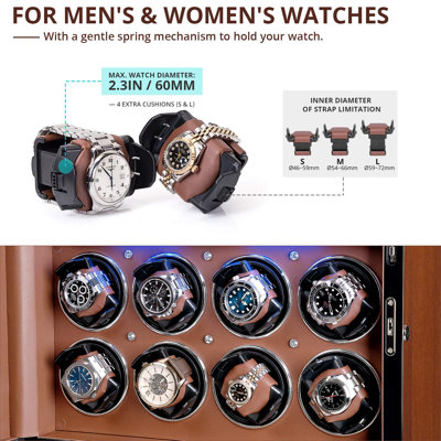 Automatic Watch Winder Diamond Decorated Walnut Vertical Watch Winders Box With Slots Adjustable Upgraded Watch Pillows For MenS And LadyS Automatic Automatic Watch Winder Diamond Decorated Walnut Vertical Watch Winders Box With Slots Adjustable Upgraded Watch Pillows For MenS And LadyS Automatic