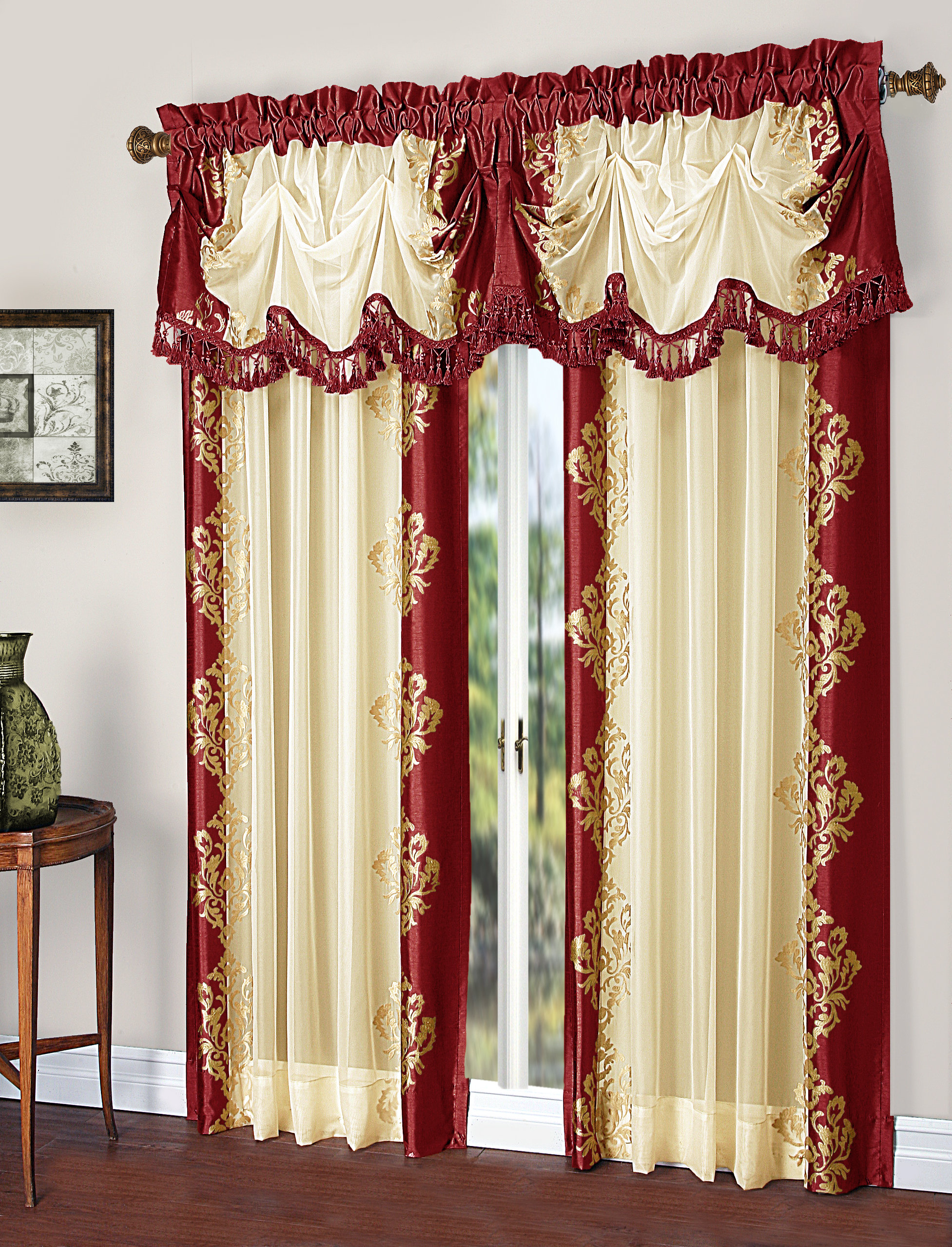 Astoria Grand Weise Embroidered Damask Rod Pocket Curtains Drapes