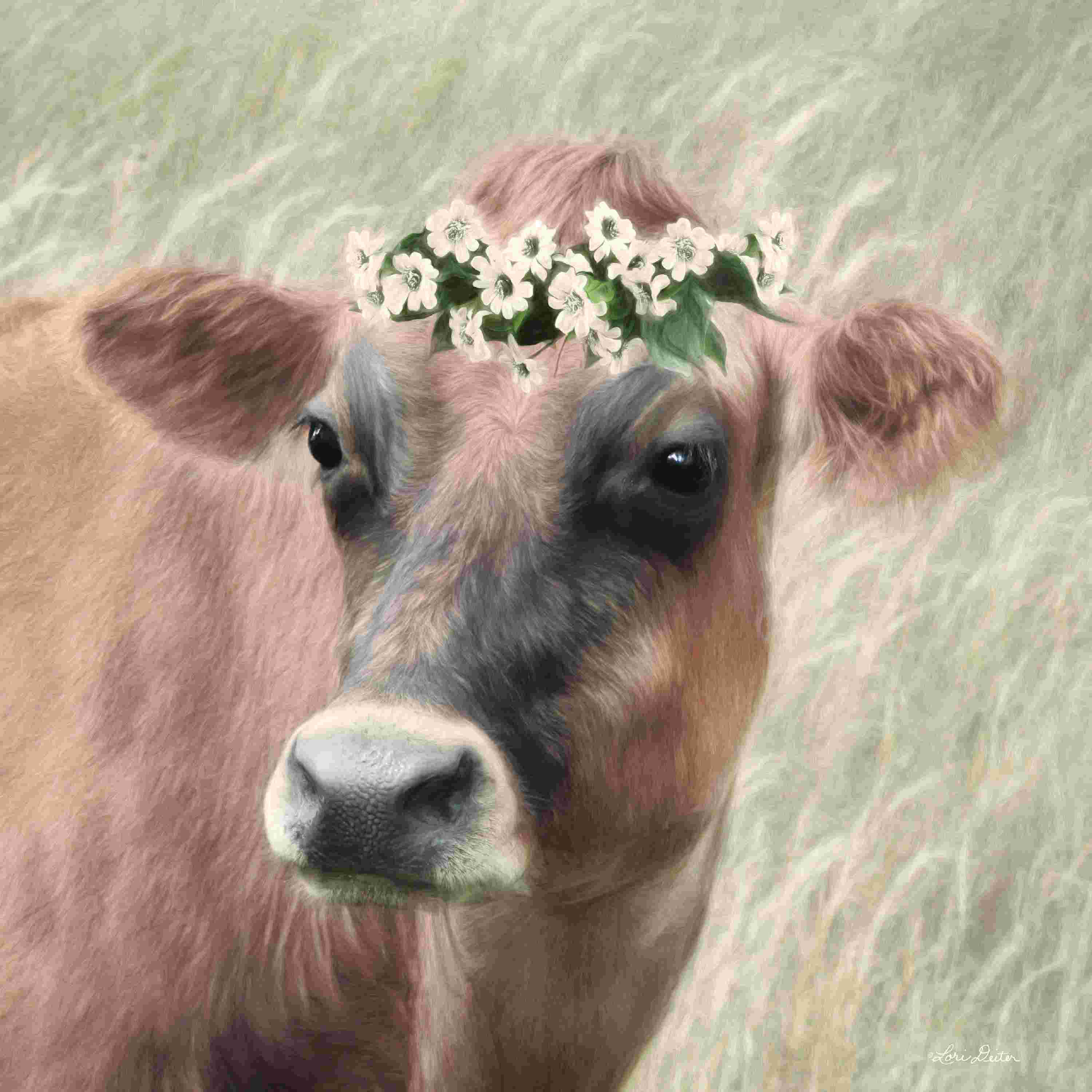 Rosalind Wheeler Floral Cow II by Lori Deiter - Wrapped Canvas Painting ...