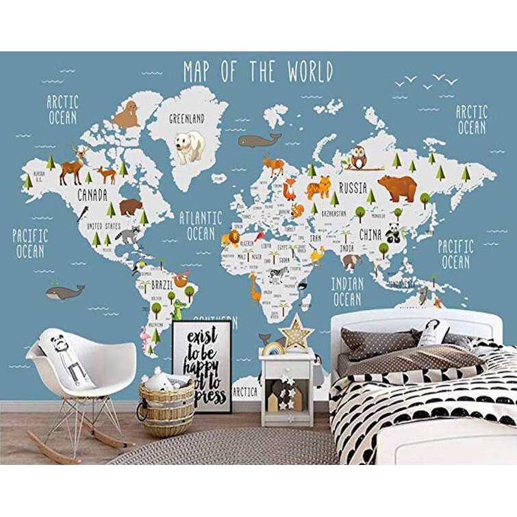 24"x35" 3D Wall Stickers Animal World Map Room Decal Wallpaper Removable