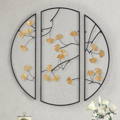 3 Piece Gingko Leaves Metal Wall Décor Set