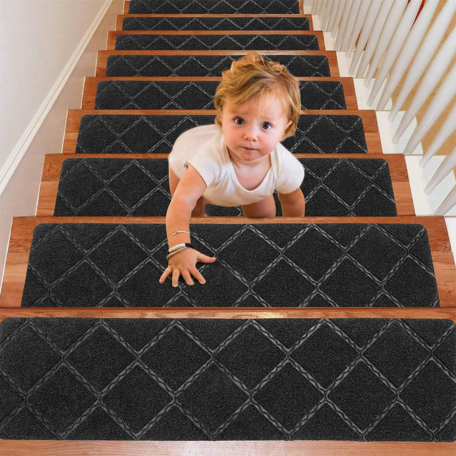 Black Brown Anti Slip Stair Treads with Superior Grip Grey and Clear 
