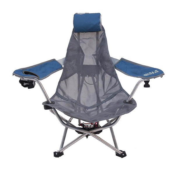 kelsyus mesh folding backpack beach chair with headrest blue and gray 80403 wayfair