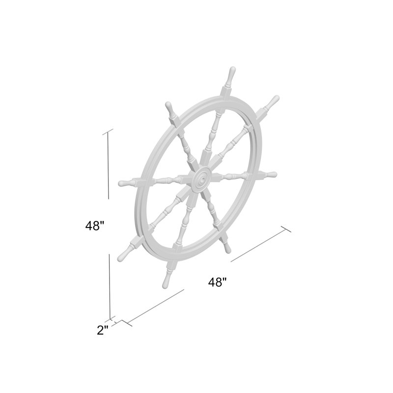 Beachcrest Home 48 Wood And Brass Decorative Ship Wheel Wall