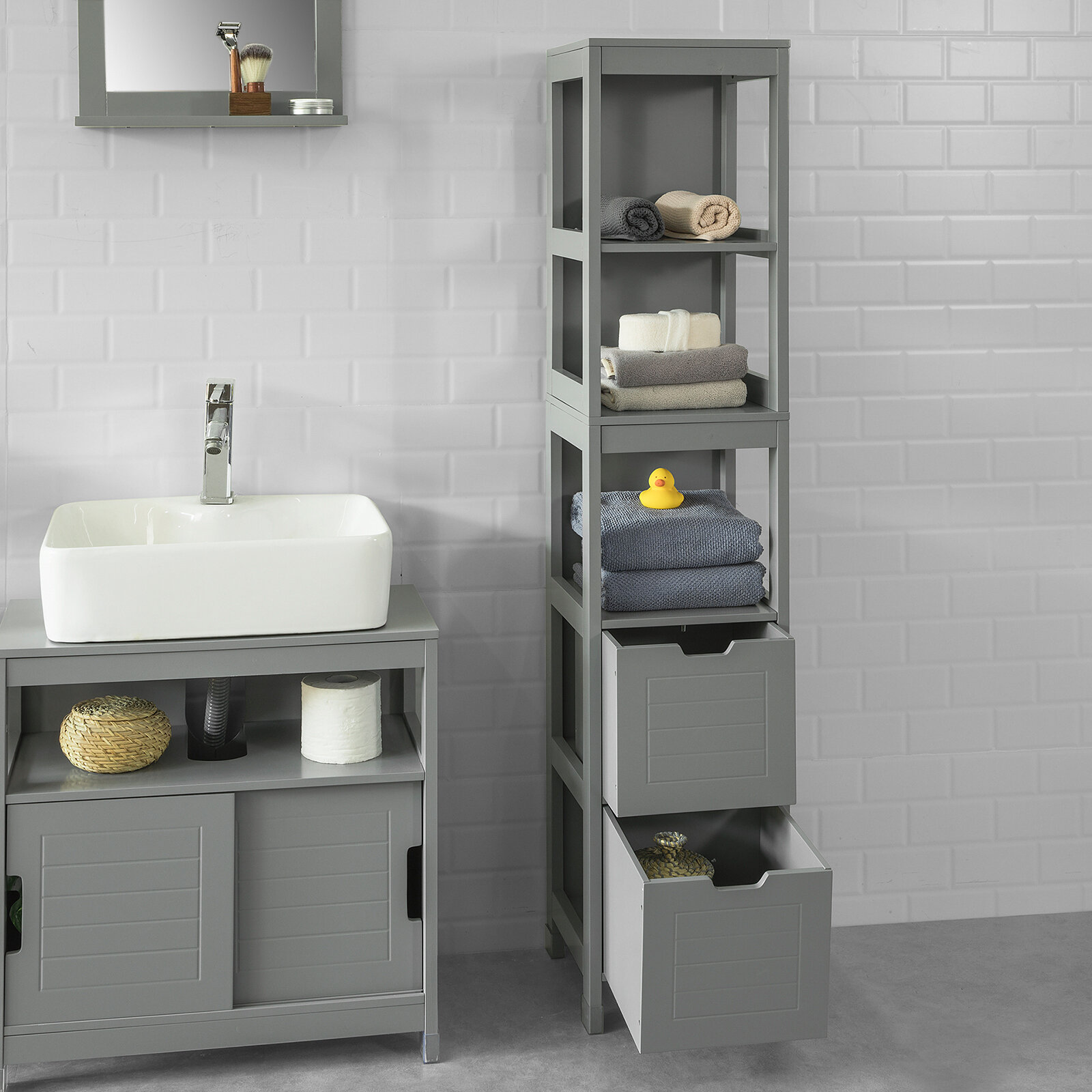 Ideal Mahon White Cabinet Cupboard Storage Bathroom H60 x W30 x D30cm 