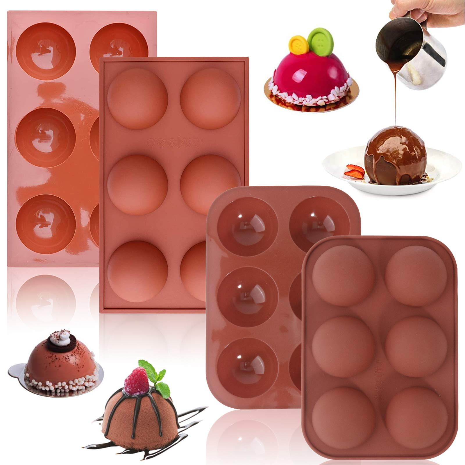 2 Pack Spoon Shape Silicone Chocolate Jelly Candy Mold Cake Baking Mold 6-Cavity 