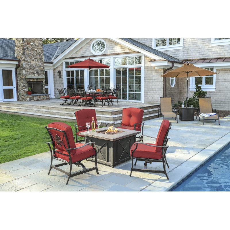 Fleur De Lis Living Rhonda 5 Piece Fire Pit Patio Set With 4