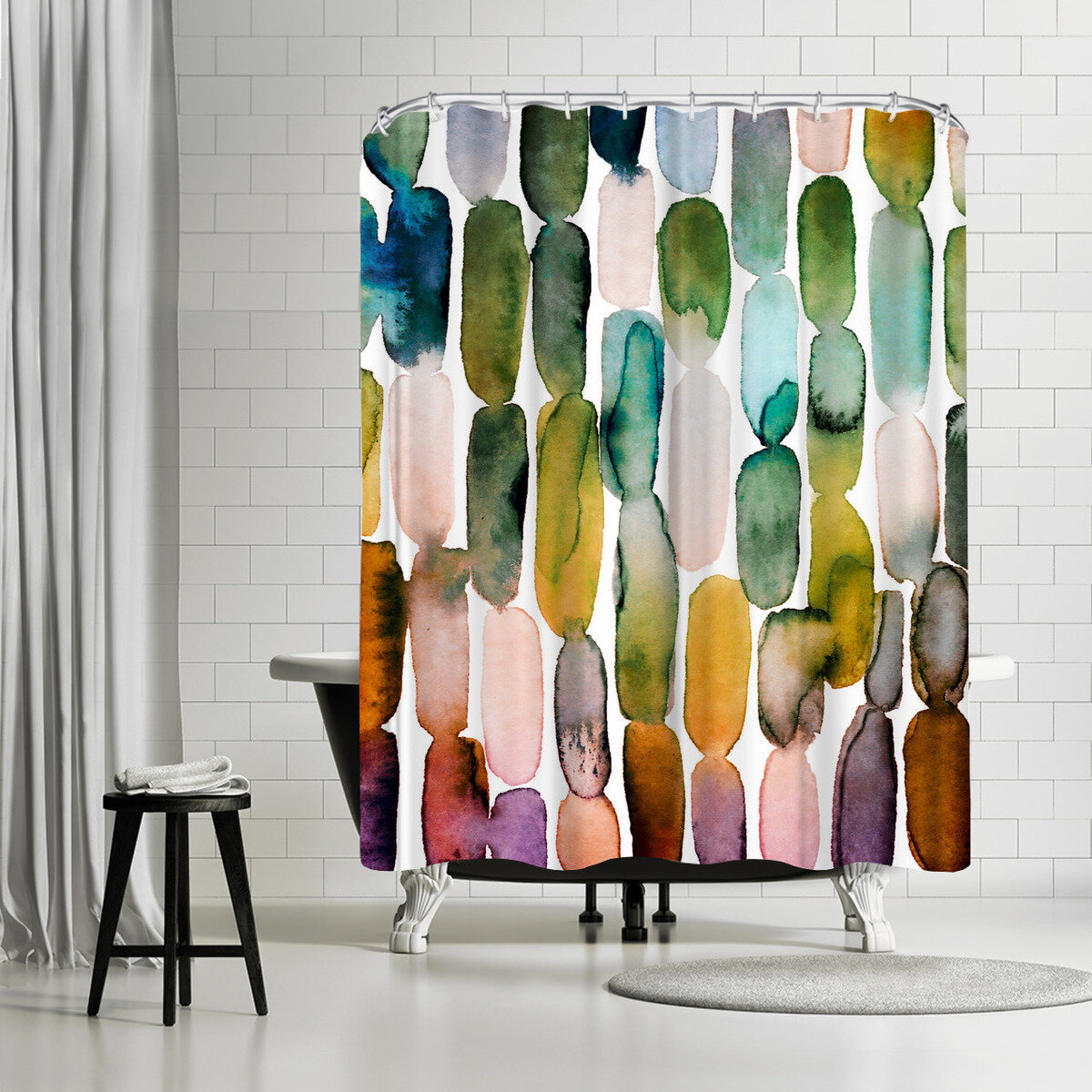 Details about   Fitness Shower Curtain Watercolors Train Hard Print for Bathroom 