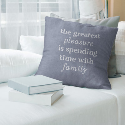 Handwritten Love  Family Quote Pillow East Urban Home Color BlueWhite Size 18 x 18
