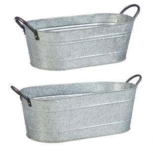Large Galvanized Metal Buckets Wayfair Ca