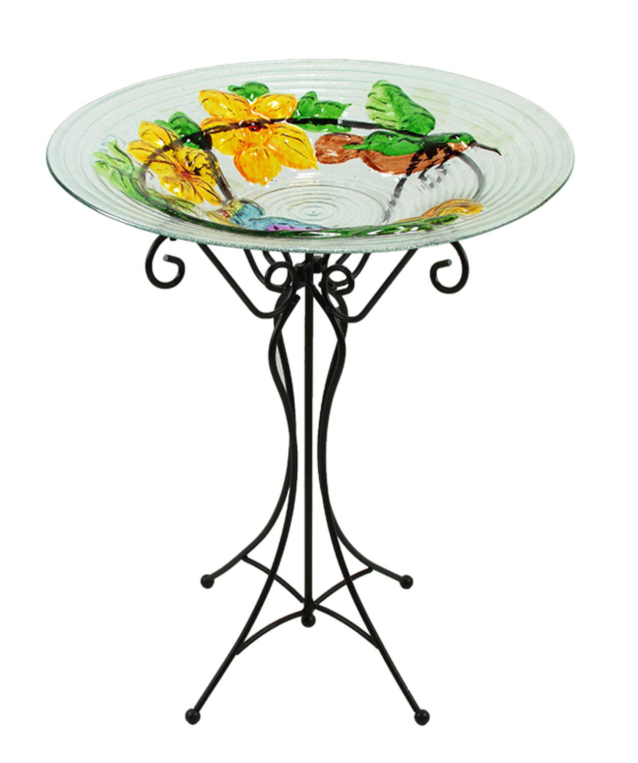 Coquelicots verre Birdbath peint à la main résistant aux intempéries jardin extérieur Cadeau