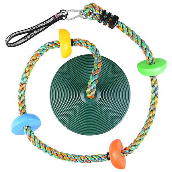 Rainbow Kids Tree Swing Climbing Rope with Foot Disc Platforms Seat Ninjaline Line Playground Accessories Outdoor Backyard Indoor Flying Saucer Swings Set Colorful Climbing Rope Ladder for Kids 
