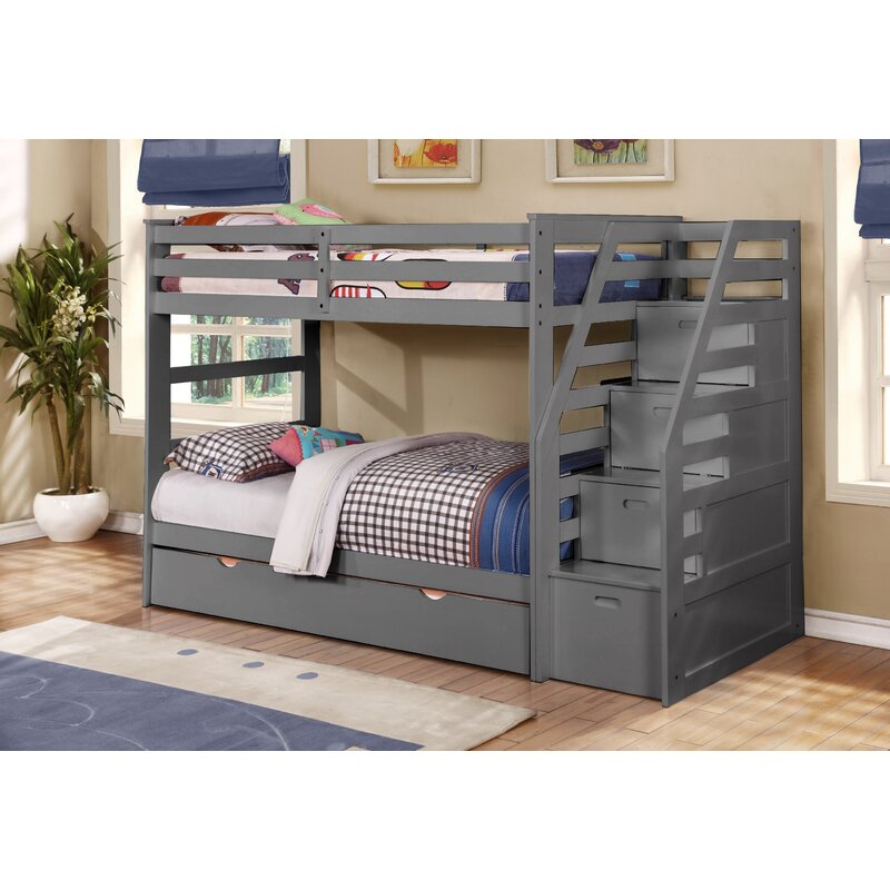 twin bed with stairs and storage