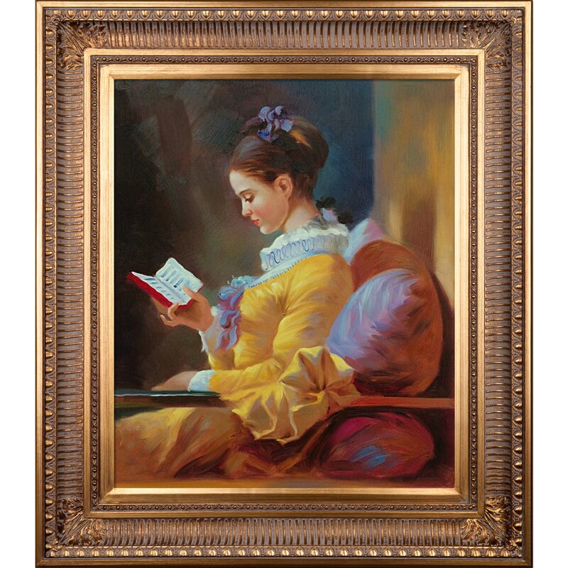 Tori Home 'A Young Girl Reading' by Jean-Honouré Fragonard Framed ...