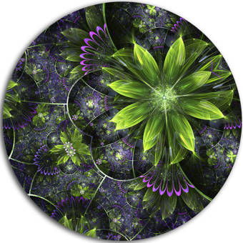 Designart Glittering Curvy Stylish Fractal Flower Graphic Art Print On Metal Wayfair