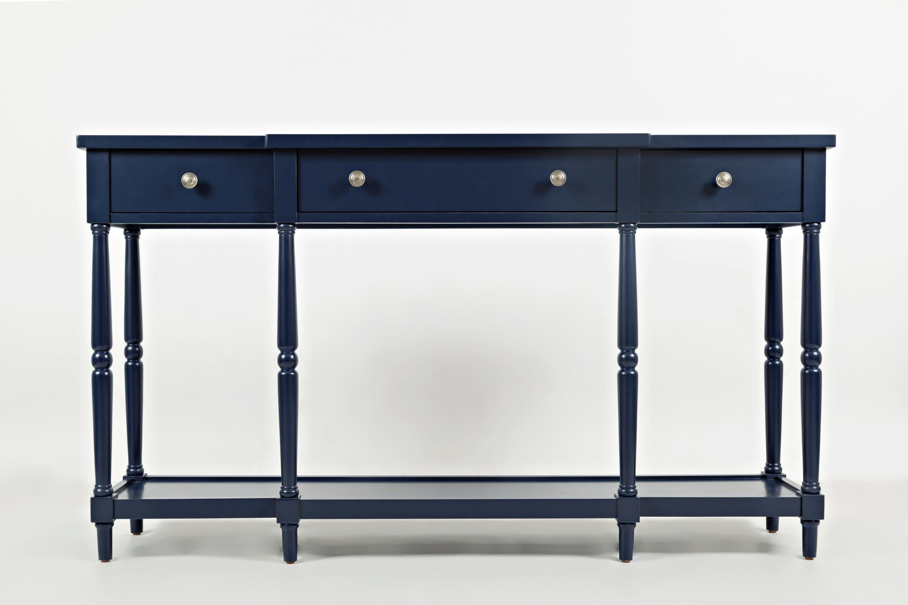 Alcott Hill Freddie Breakfront Detailed Wooden Console Table