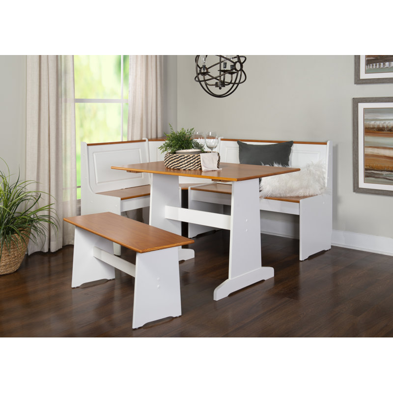 August Grove Bop 3 Piece Pine Solid Wood Breakfast Nook Dining Set Reviews Wayfair