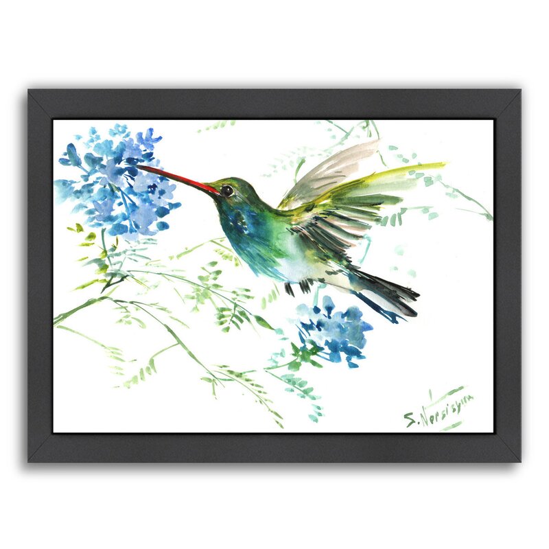Hummingbird Flowers by Suren Nersisyan Framed Painting Print