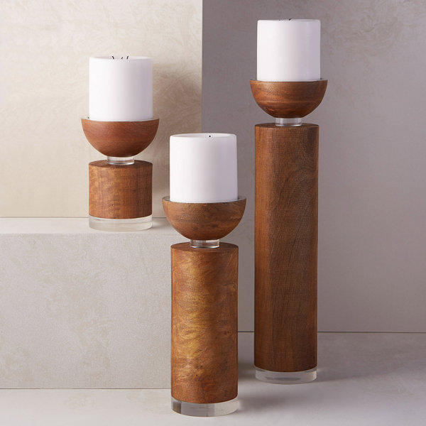 Corrigan Studio Pillar Wood Candle Holder Reviews Wayfair