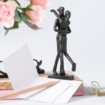 Present for Him and Her Blank Greeting Card Included Style 3 Handcrafted Iron Sculpture Romantic Couple Statue for Weddings and Anniversaries 
