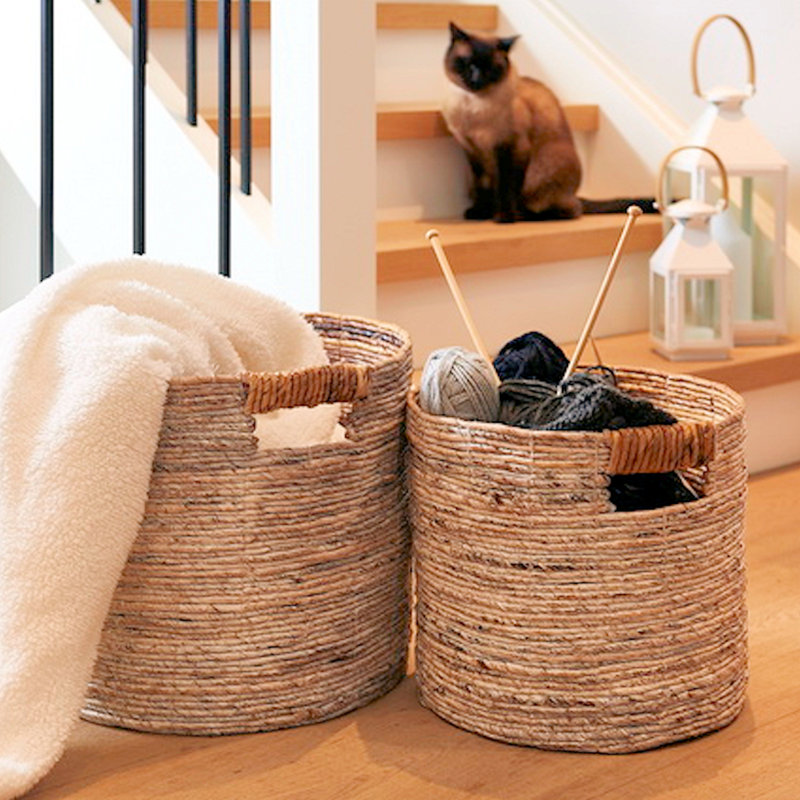 Romantic Beach Chic Banana Leaf 3 Piece Wicker Baskets Set Reviews Birch Lane